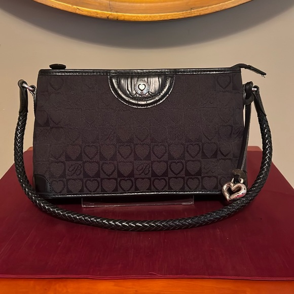 Brighton Black Hearts on Canvas and Leather bag - Picture 1 of 12
